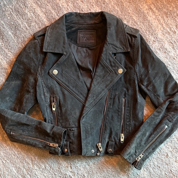 Blank NYC Jackets & Blazers - BlankNYC Black Suede Moto Jacket with Silver Hardware S grey